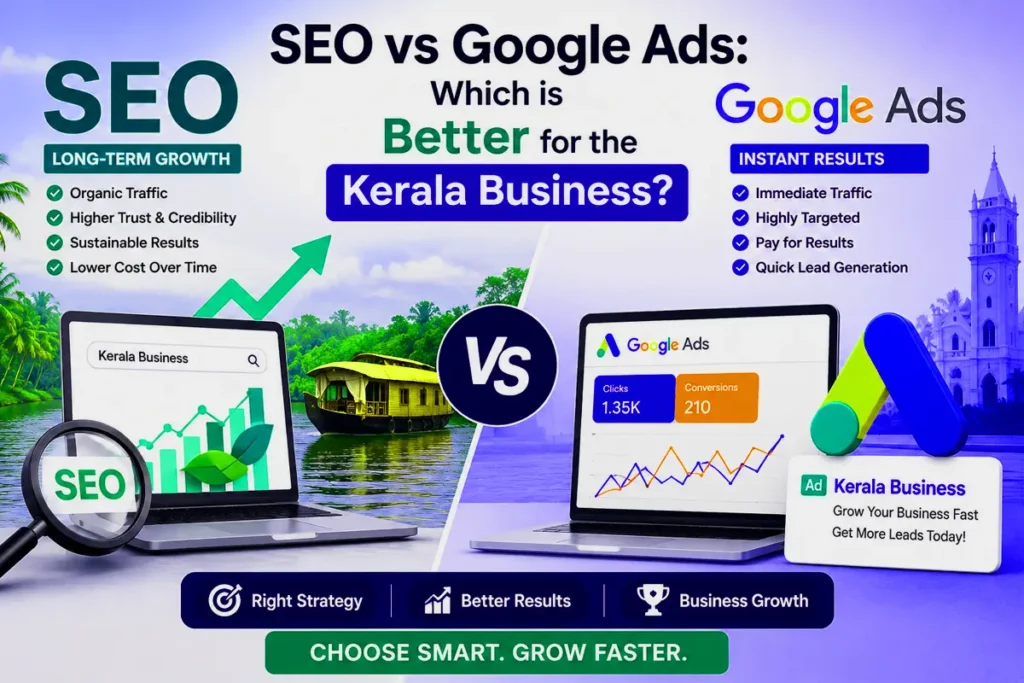 SEO vs Google Ads: Which is Better For The Kerala Business?